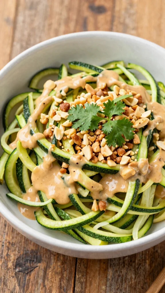 12 Vegetarian Noodles Recipes Hearty, Healthy and Satisfying - 6. Zucchini Noodles with Peanut Sauce 1