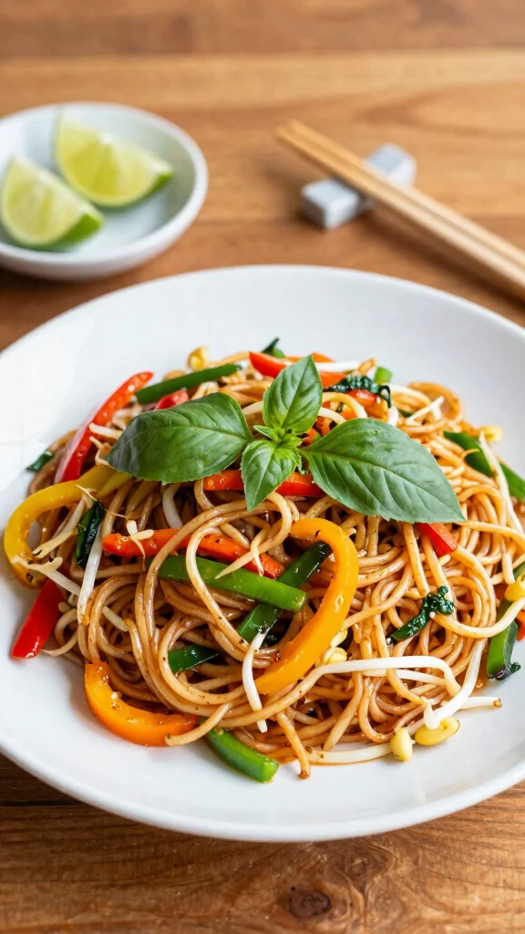 12 Vegetarian Noodles Recipes Hearty, Healthy and Satisfying - 7. Thai Basil Noodles 1