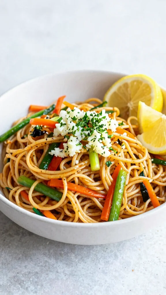 12 Vegetarian Noodles Recipes Hearty, Healthy and Satisfying - 9. Lemon Garlic Asian Noodles 1