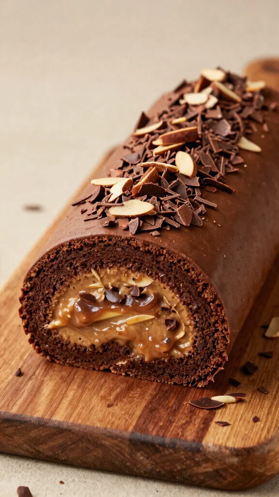 13 Chocolate Cake Roll Recipes Light, Creamy and Irresistible - 12. Chocolate Almond Cake Roll 1