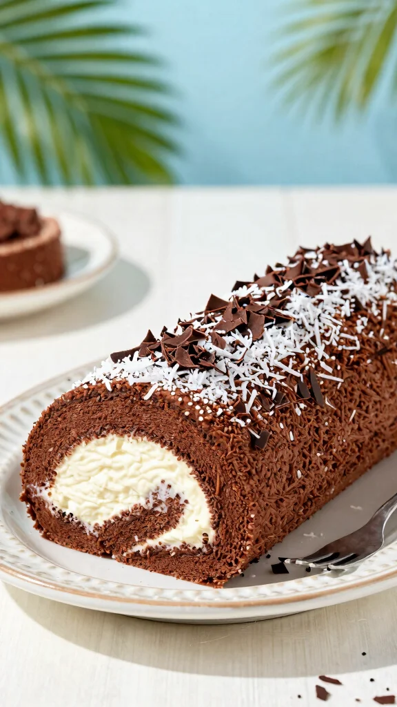 13 Chocolate Cake Roll Recipes Light, Creamy and Irresistible - 13. Chocolate Coconut Cream Cake Roll 1