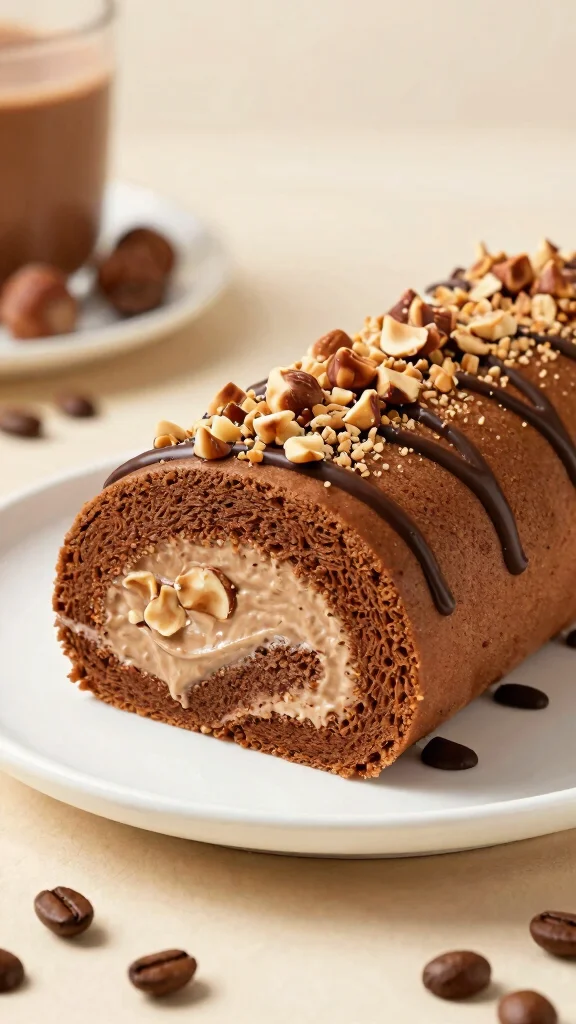 13 Chocolate Cake Roll Recipes Light, Creamy and Irresistible - 2. Mocha Hazelnut Cake Roll 1