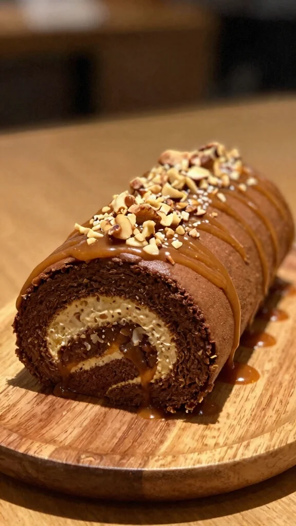 13 Chocolate Cake Roll Recipes Light, Creamy and Irresistible - 4. Nutty Caramel Chocolate Cake Roll 1
