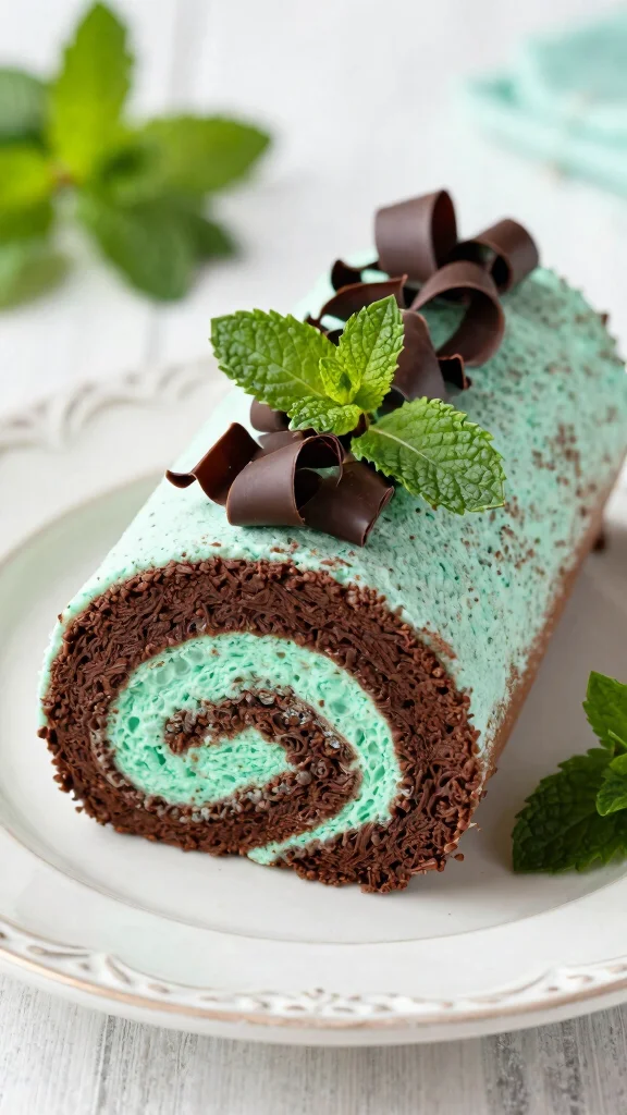 13 Chocolate Cake Roll Recipes Light, Creamy and Irresistible - 5. Mint Chocolate Cake Roll 1
