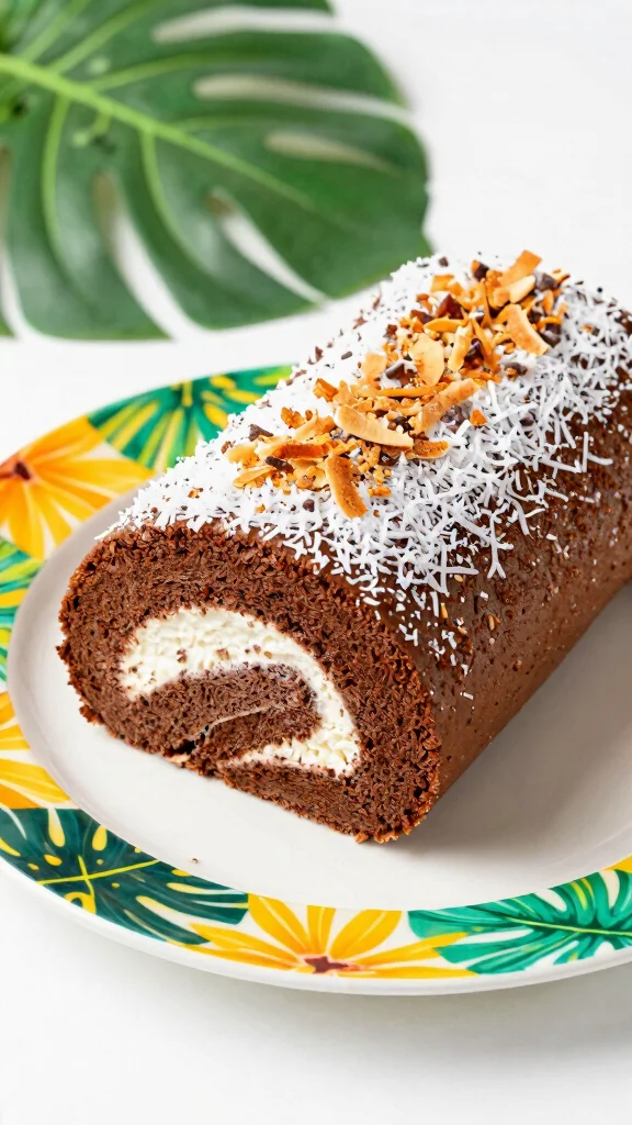 13 Chocolate Cake Roll Recipes Light, Creamy and Irresistible - 7. Coconut Chocolate Cake Roll 1