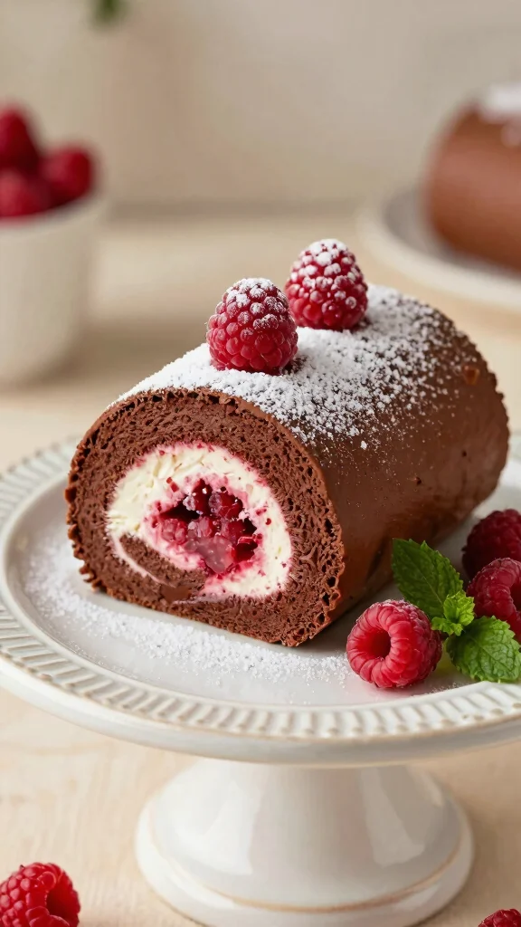 13 Chocolate Cake Roll Recipes Light, Creamy and Irresistible - 8. Chocolate Raspberry Roll 1