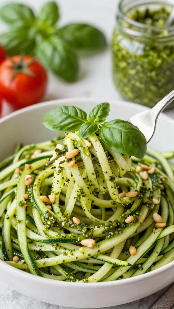 13 Healthy Noodles Recipes That Don't Sacrifice Flavor - 1. Zucchini Noodles with Pesto 1