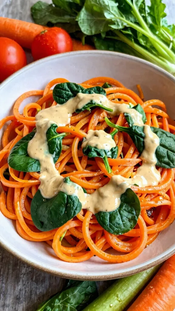 13 Healthy Noodles Recipes That Don't Sacrifice Flavor - 10. Carrot Noodles with Almond Butter Sauce 1