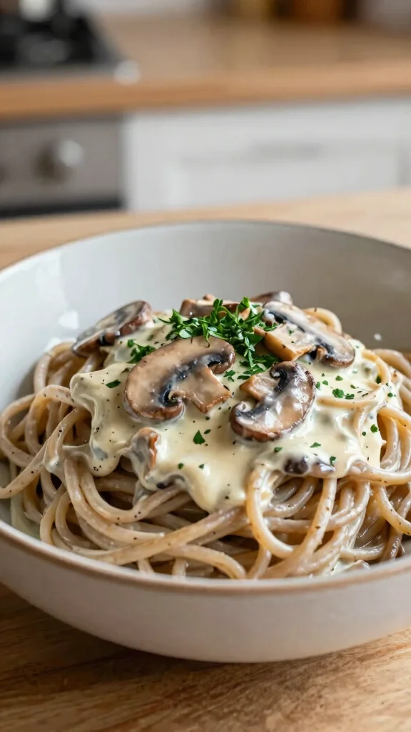13 Healthy Noodles Recipes That Don't Sacrifice Flavor - 13. Whole Wheat Noodles with Mushroom Alfredo 1