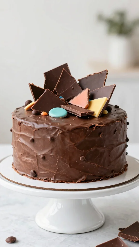 14 Chocolate Cake Decorating Ideas That Look Professionally Made - 8. Chocolate Bark Topping 1