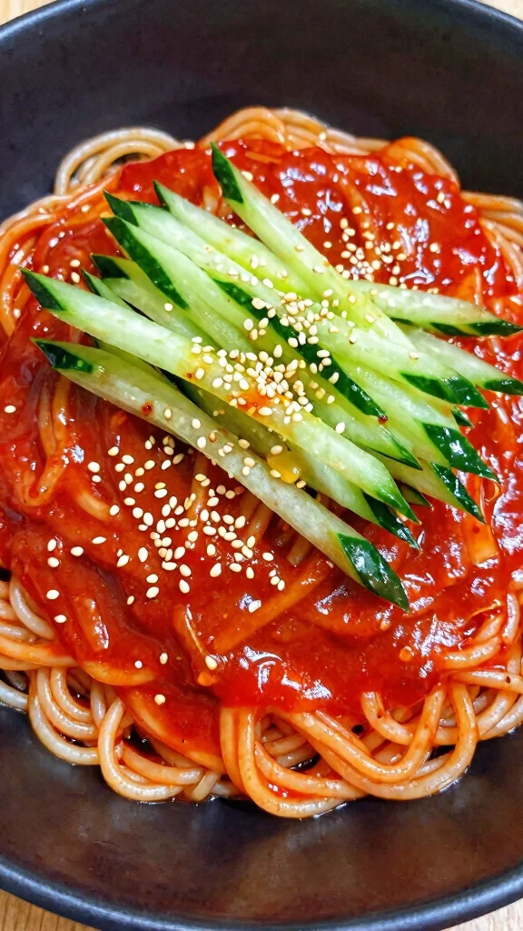 14 Korean Noodles Recipes from Jajangmyeon to Cold Noodles - 11. Chilled Spicy Noodles - Myeon-nam 1