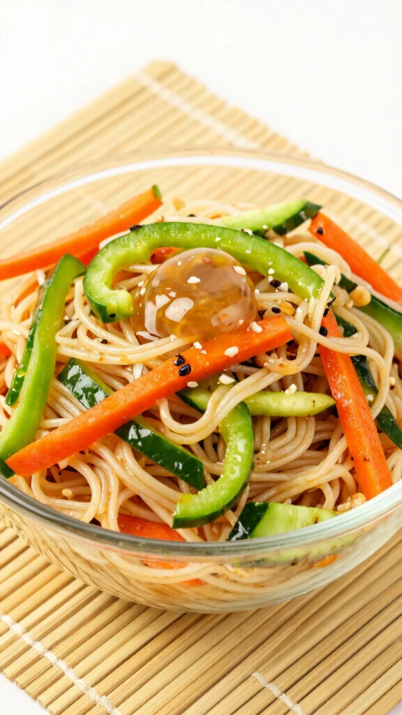 14 Korean Noodles Recipes from Jajangmyeon to Cold Noodles - 12. Noodle Salad - A Fresh Twist 1