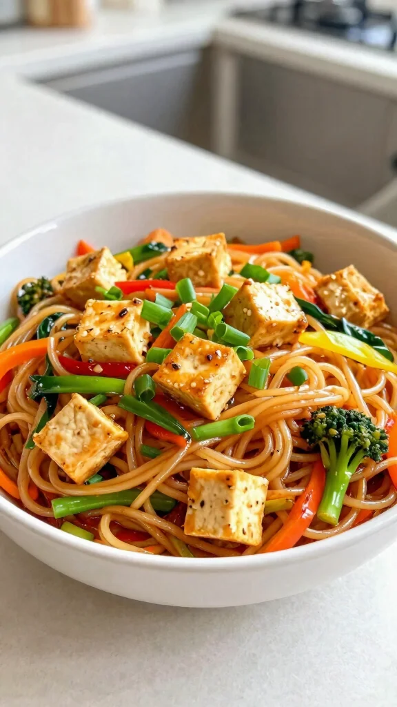 14 Korean Noodles Recipes from Jajangmyeon to Cold Noodles - 14. Vegetarian Tofu Noodles - Healthy and Wholesome 1