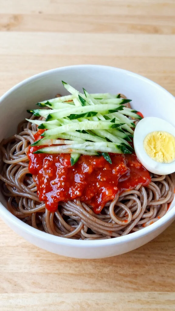 14 Korean Noodles Recipes from Jajangmyeon to Cold Noodles - 9. Spicy Cold Noodles - Bibim Naengmyeon 1