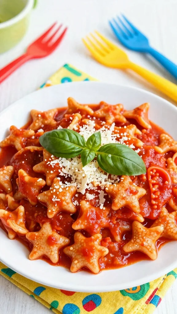 14 Noodles Recipes for Kids That Even Picky Eaters Love - 5. Fun Shaped Pasta with Tomato Sauce 1