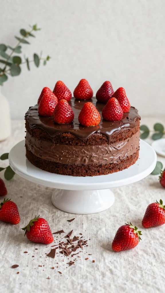 15 Chocolate Cake with Strawberries Ideas for Any Sweet Occasion - 1. Classic Chocolate Cake with Fresh Strawberries 1