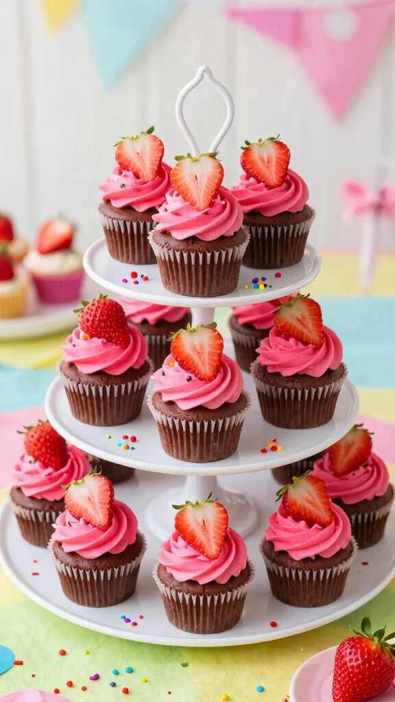 15 Chocolate Cake with Strawberries Ideas for Any Sweet Occasion - 3. Chocolate Strawberry Cupcakes 1