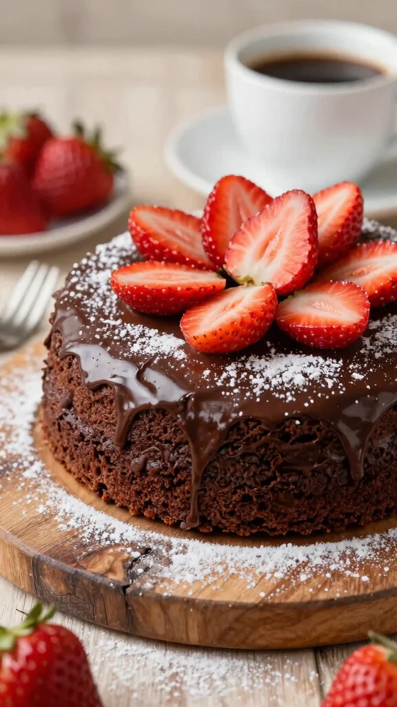 15 Chocolate Cake with Strawberries Ideas for Any Sweet Occasion - 4. Flourless Chocolate Strawberry Cake 1