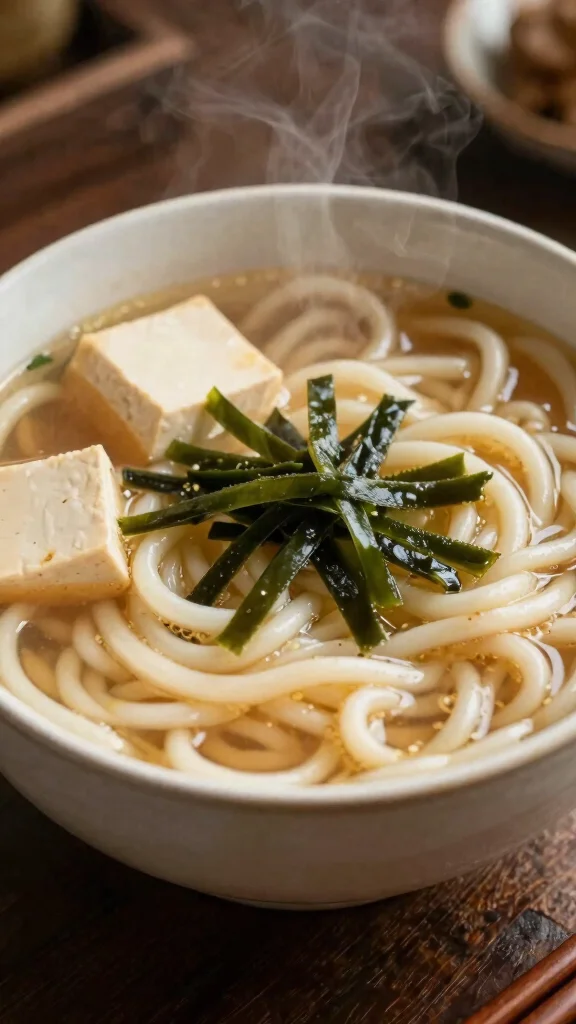 15 Udon Noodles Recipes Thick, Chewy and Comforting for Vegan Food Lovers - 11. Udon Noodle Soup with Tofu and Seaweed 1
