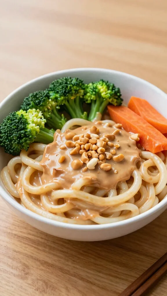 15 Udon Noodles Recipes Thick, Chewy and Comforting for Vegan Food Lovers - 9. Peanut Butter Udon Noodles 1