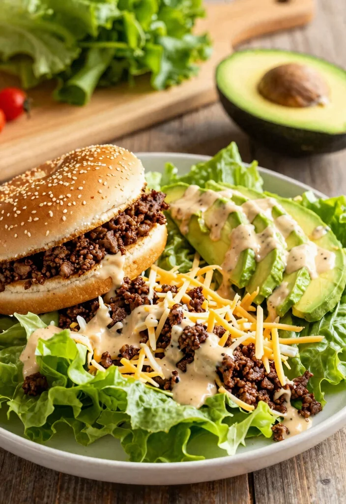 11 Best Keto Big Mac Salad Creations: All the Burger Flavor in a Bowl - 2. Keto Big Mac Salad with Avocado 1