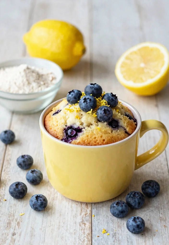 11 Quick Keto Mug Cake Microwave Recipes Ready in 90 Seconds - 3. Lemon Blueberry Mug Cake 1