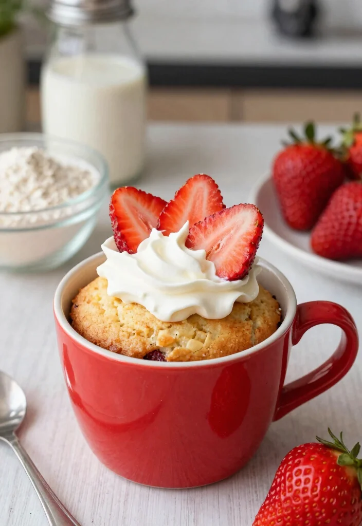 11 Quick Keto Mug Cake Microwave Recipes Ready in 90 Seconds - 9. Strawberry Shortcake Mug Cake 1