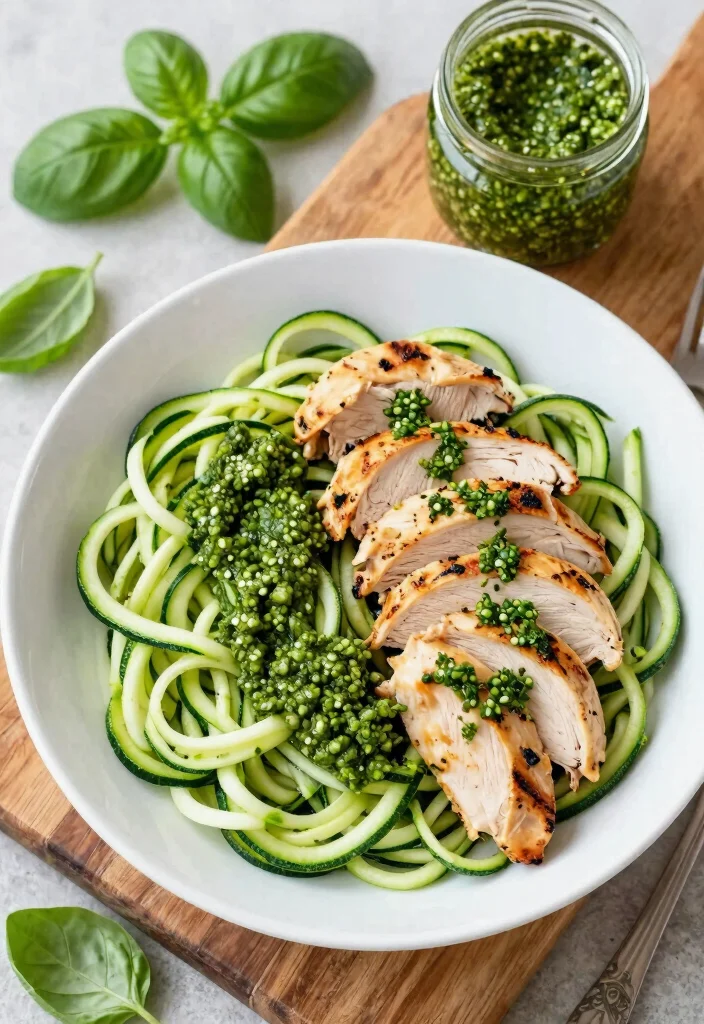 12 Best Keto Meal Prep for the Week Ideas to Save Time and Stay on Track - 2. Zucchini Noodles with Pesto and Grilled Chicken 1