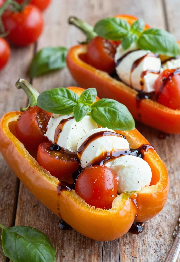 12 Best Keto Stuffed Bell Peppers Recipes Easy Low Carb Dinner - 11. Caprese Keto Stuffed Peppers 1