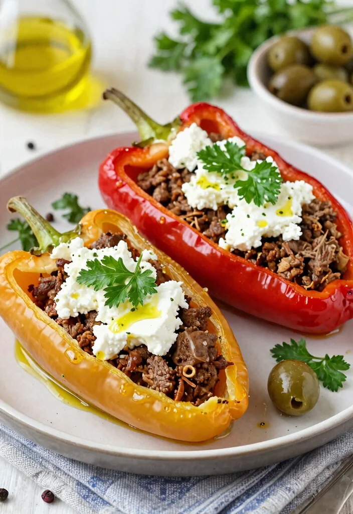 12 Best Keto Stuffed Bell Peppers Recipes Easy Low Carb Dinner - 3. Greek-Style Keto Stuffed Peppers 1