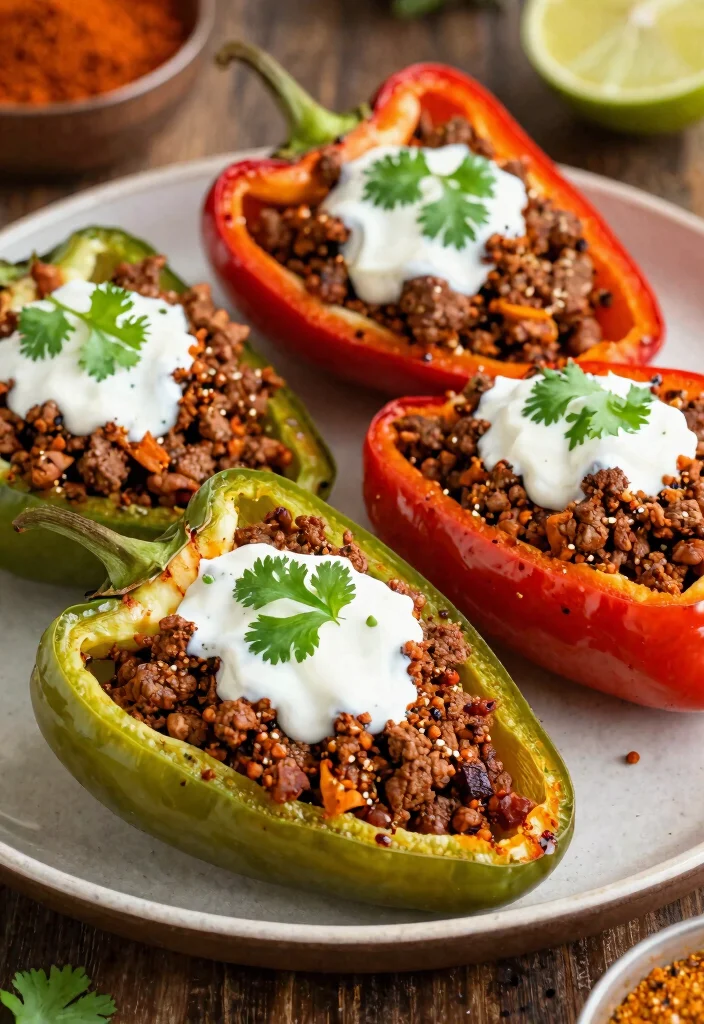 12 Best Keto Stuffed Bell Peppers Recipes Easy Low Carb Dinner - 8. Indian Spiced Keto Stuffed Peppers 1