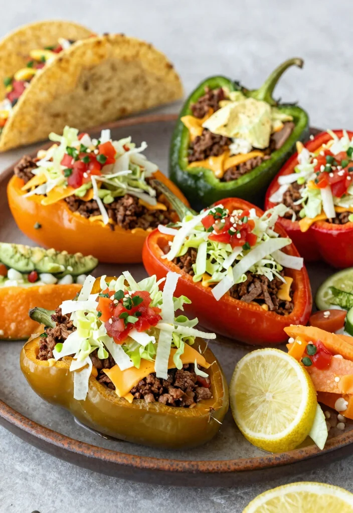 12 Best Keto Stuffed Bell Peppers Recipes Easy Low Carb Dinner - 9. Taco Salad Keto Stuffed Peppers 1