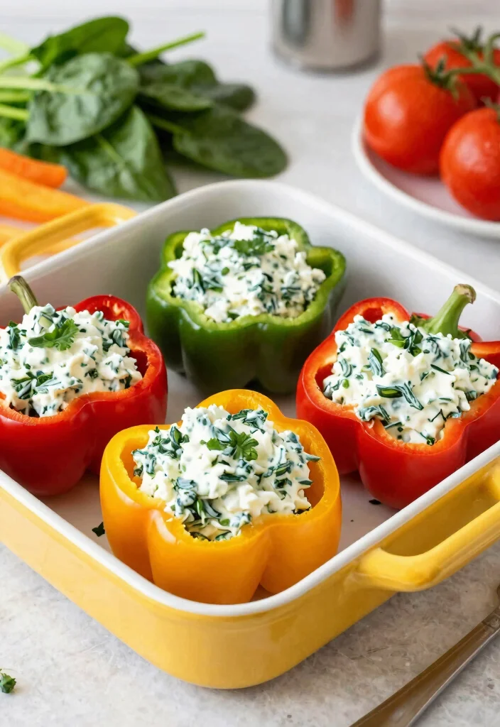 12 High Protein Keto Cottage Cheese Recipes Creamy and Satisfying - 6. Cottage Cheese and Spinach Stuffed Peppers 1