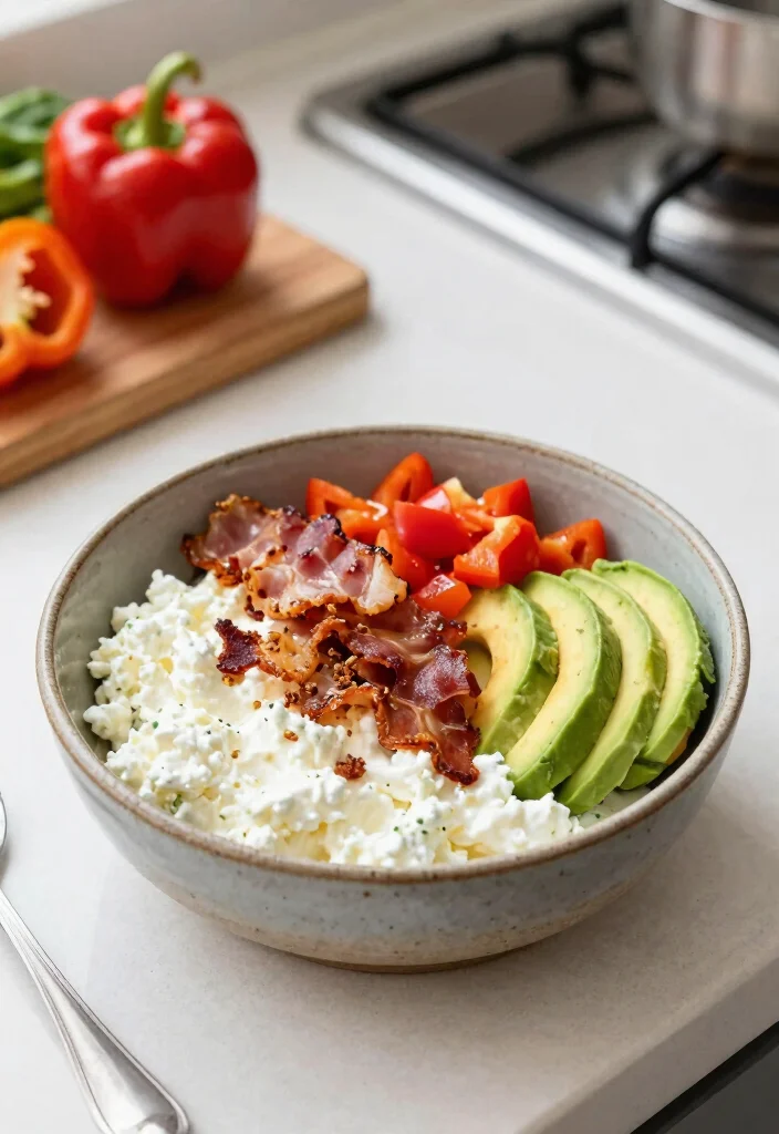 12 High Protein Keto Cottage Cheese Recipes Creamy and Satisfying - 8. Cottage Cheese and Bacon Breakfast Bowls 1