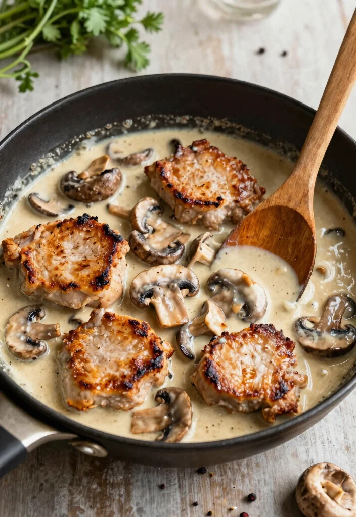 12 Tender Keto Pork Chop Recipes Flavorful and Easy to Cook - 3. Creamy Mushroom Pork Chops 1