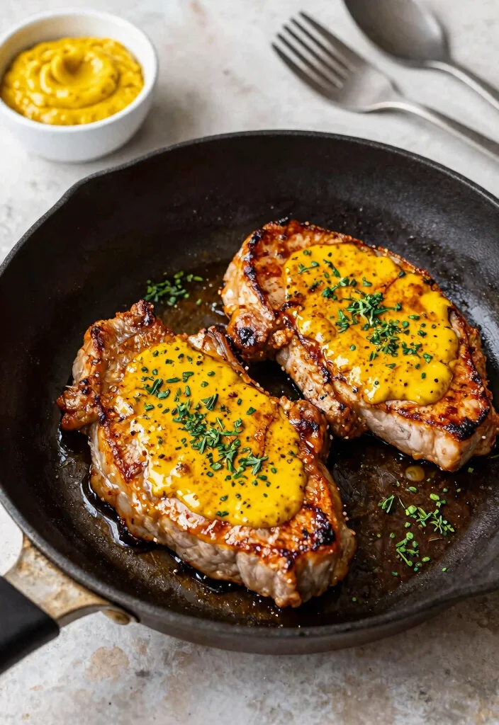 12 Tender Keto Pork Chop Recipes Flavorful and Easy to Cook - 8. Mustard Herb Glazed Pork Chops 1