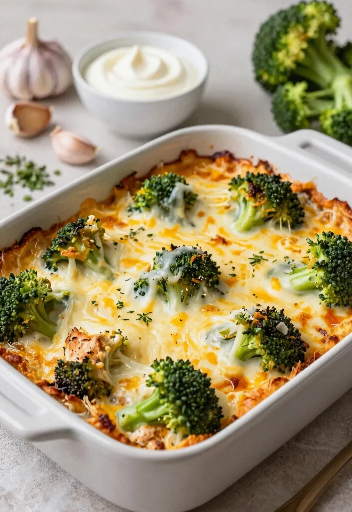 13 Creamy Keto Chicken Broccoli Casserole Recipes the Whole Family Loves - 2. Cheesy Garlic Keto Chicken Broccoli Casserole 1
