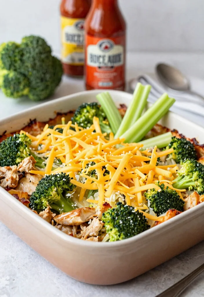 13 Creamy Keto Chicken Broccoli Casserole Recipes the Whole Family Loves - 8. Buffalo Chicken Keto Broccoli Casserole 1