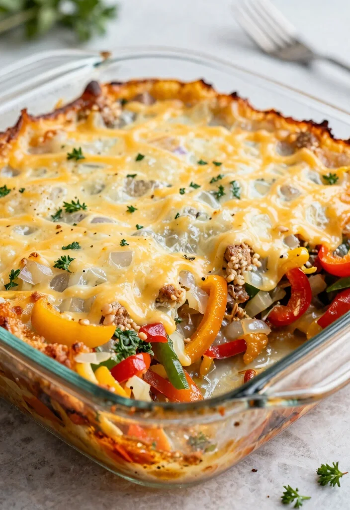 13 Easy Keto Philly Cheesesteak Casserole Recipes All Flavor No Carbs - 1. Classic Keto Philly Cheesesteak Casserole 1