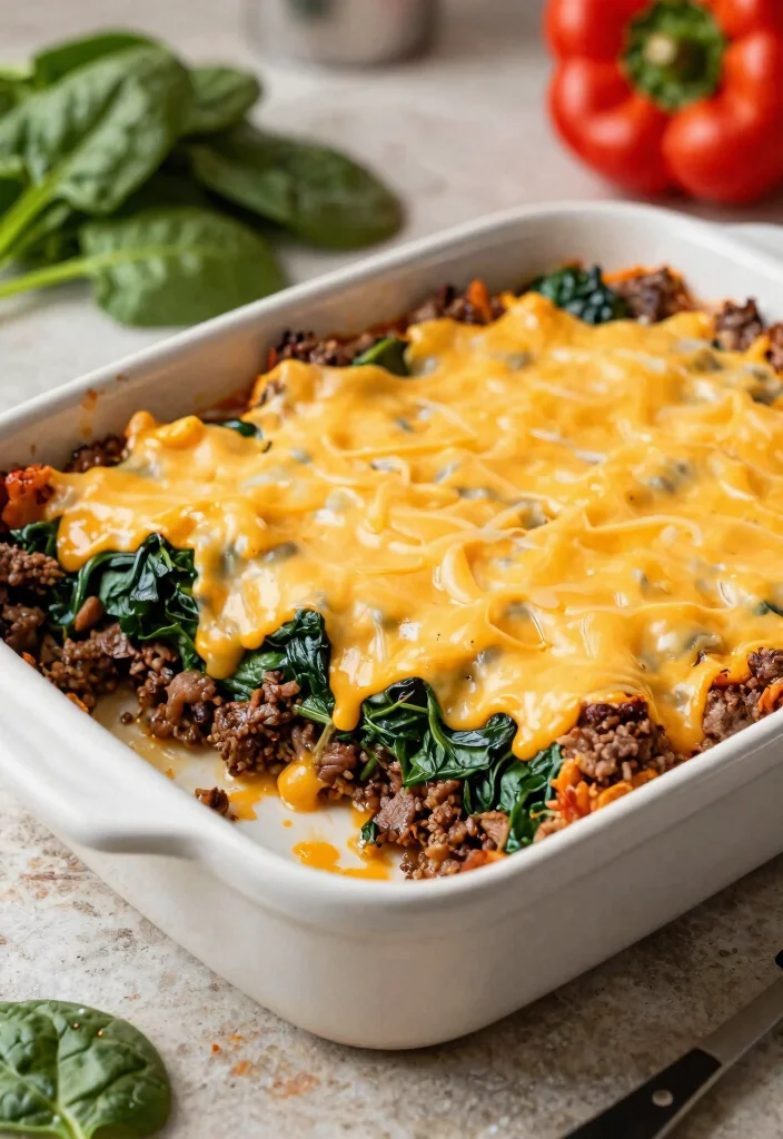 13 Easy Keto Philly Cheesesteak Casserole Recipes All Flavor No Carbs - 11. Keto Philly Cheesesteak Casserole with Spinach 1