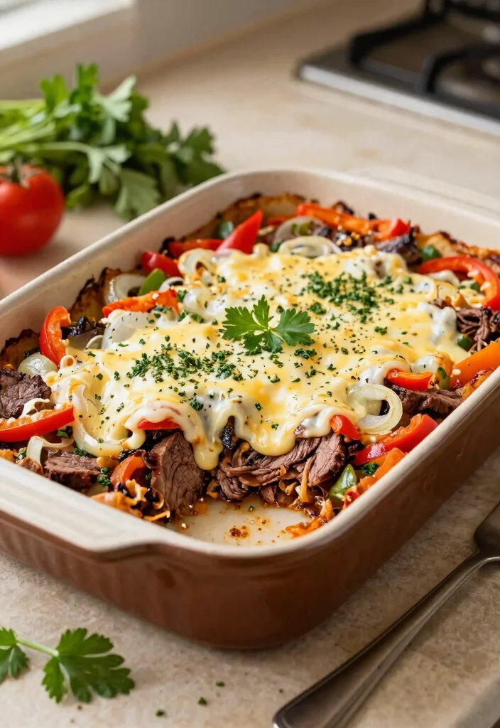 13 Easy Keto Philly Cheesesteak Casserole Recipes All Flavor No Carbs - 12. Italian Herb Keto Philly Cheesesteak Casserole 1