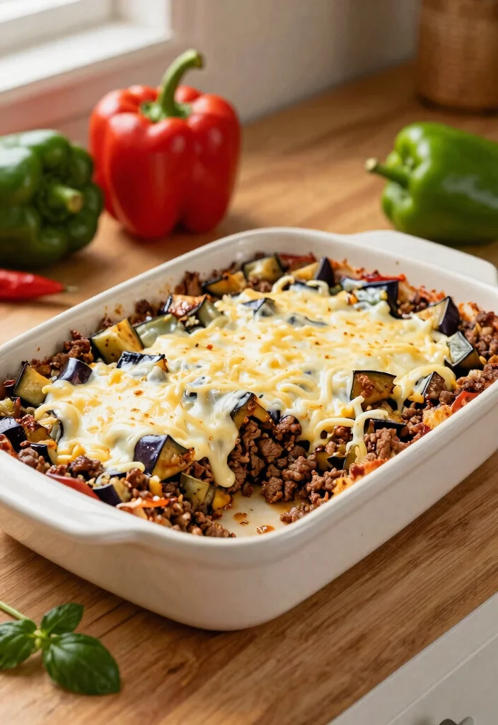 13 Easy Keto Philly Cheesesteak Casserole Recipes All Flavor No Carbs - 7. Keto Philly Cheesesteak Casserole with Eggplant 1