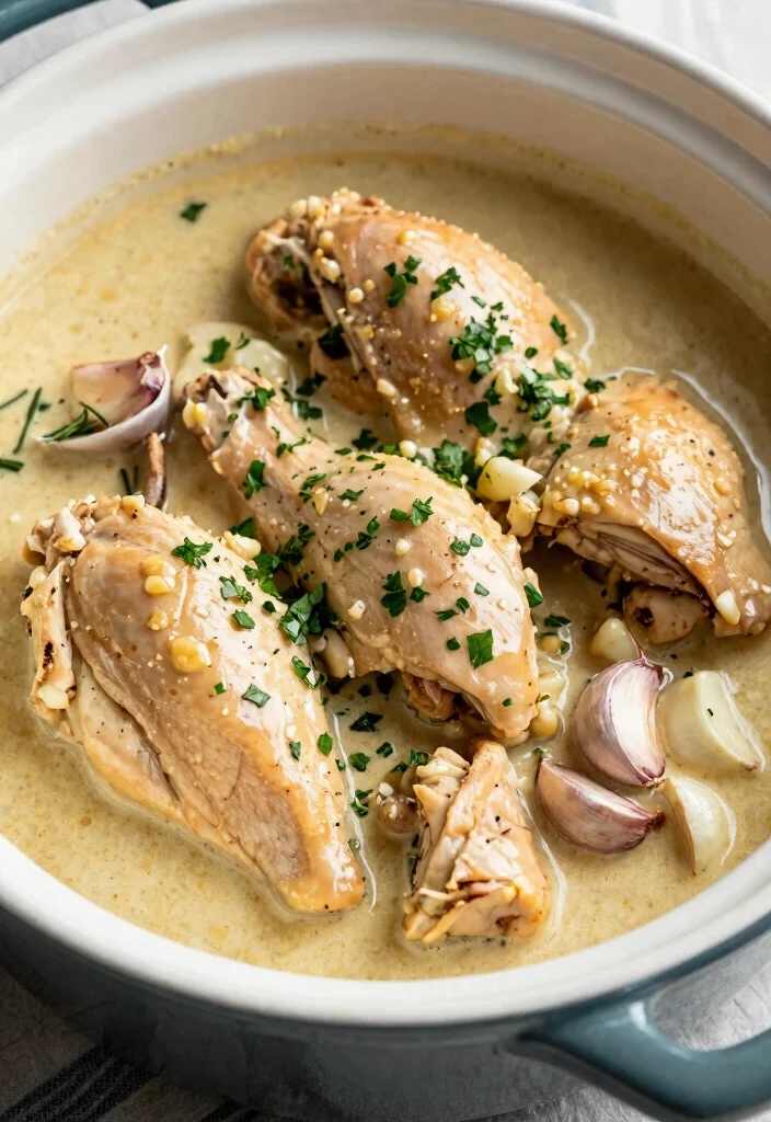 14 Easy Keto Chicken Crockpot Recipes Just Set It and Forget It - 1. Creamy Garlic Chicken 1