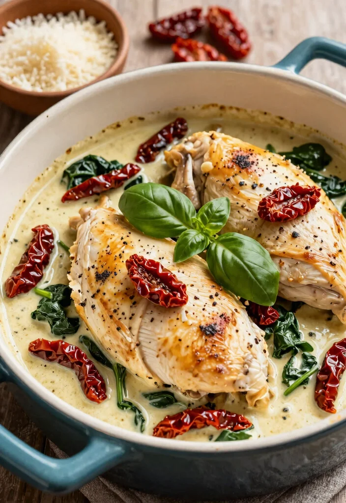 14 Easy Keto Chicken Crockpot Recipes Just Set It and Forget It - 10. Tuscan Chicken 1