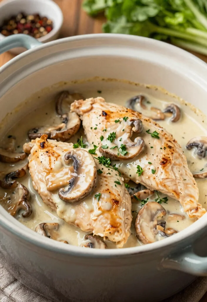 14 Easy Keto Chicken Crockpot Recipes Just Set It and Forget It - 14. Mushroom Chicken 1