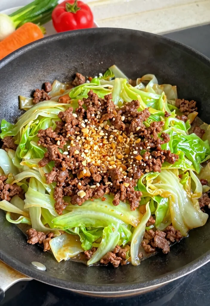 15 Easy Ground Beef Keto Recipes That Are Budget Friendly - 13. Ground Beef and Cabbage Stir Fry 1