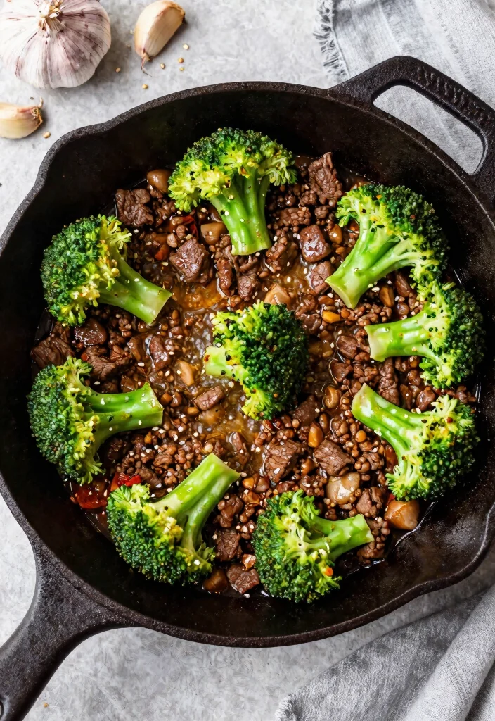 15 Easy Ground Beef Keto Recipes That Are Budget Friendly - 3. Beef and Broccoli Skillet 1