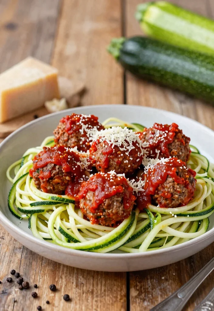 15 Easy Ground Beef Keto Recipes That Are Budget Friendly - 5. Keto Meatballs with Zucchini Noodles 1