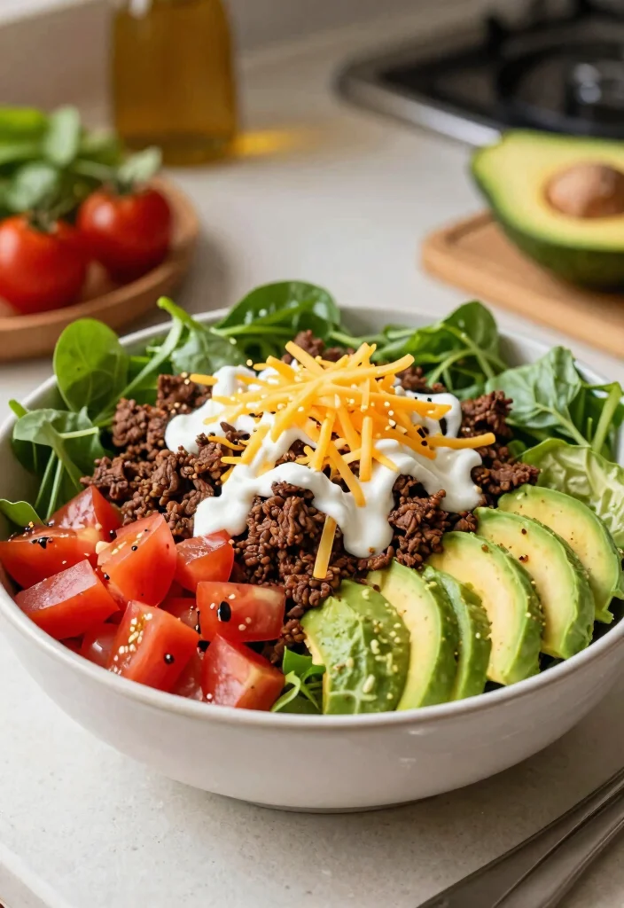 15 Easy Ground Beef Keto Recipes That Are Budget Friendly - 6. Beef Taco Salad 1