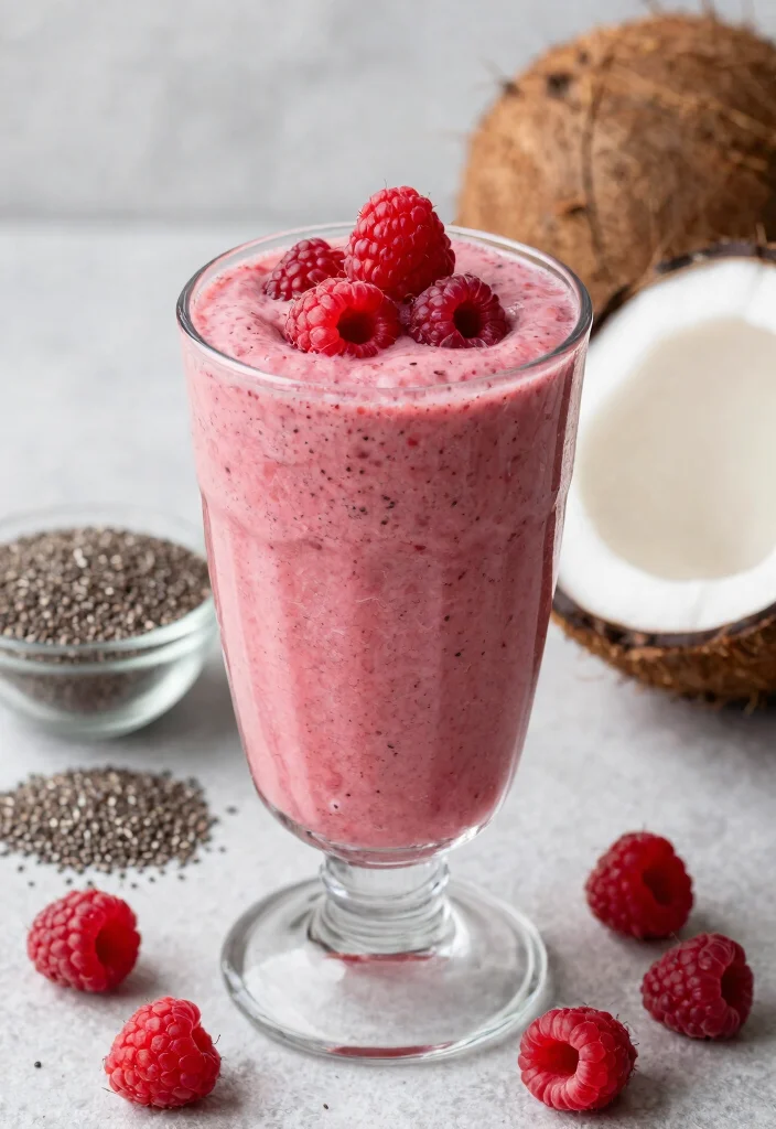 15 Easy Keto Breakfast Ideas Quick Filling and Low Carb - 8. Raspberry Coconut Smoothie 1